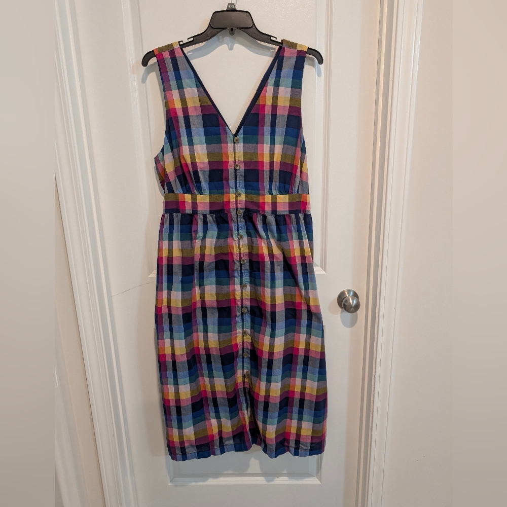 J. Crew Multicolor Plaid Sleeveless Button-Front Dress
